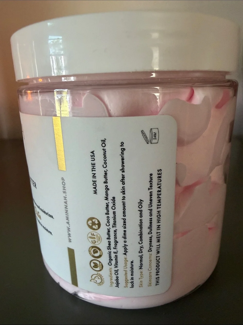 AMINNAH Rose Whipped Body Butter - Pink
